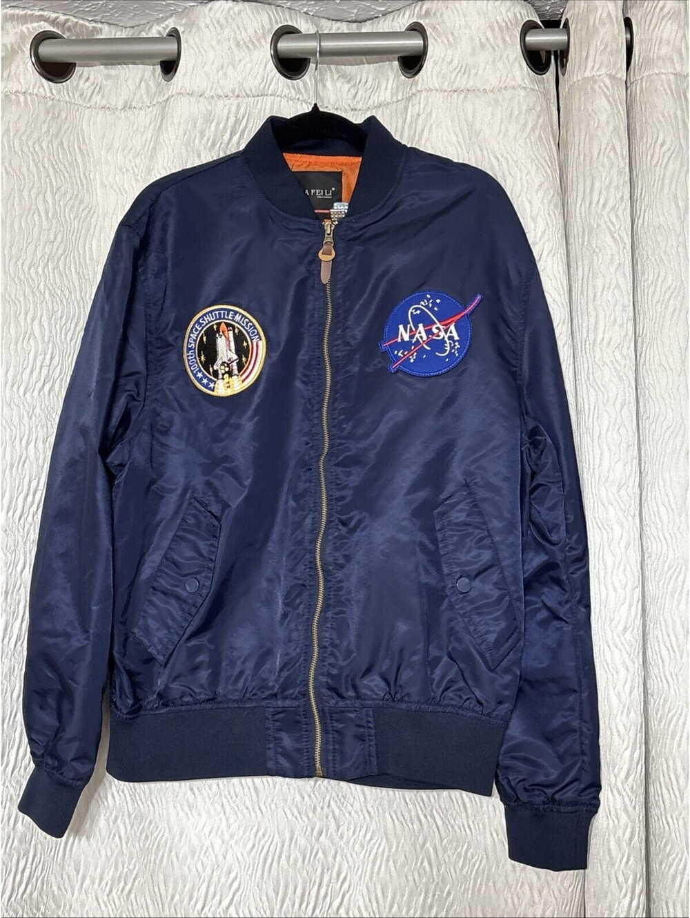 Da Felli 100th Space Shuttle Mission Full Zip Windbreaker/jacket Blue Size Large